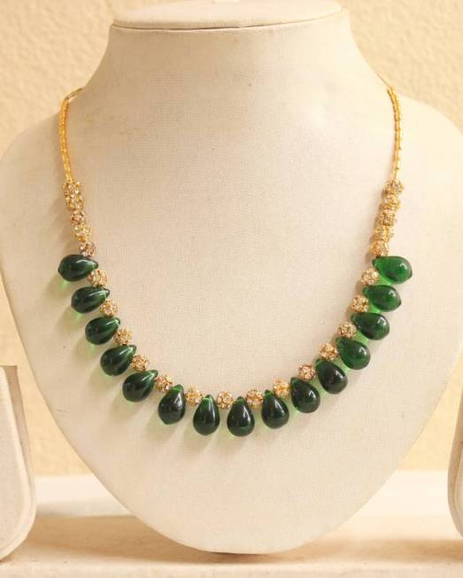Beautiful simulated emerald  stone necklace
